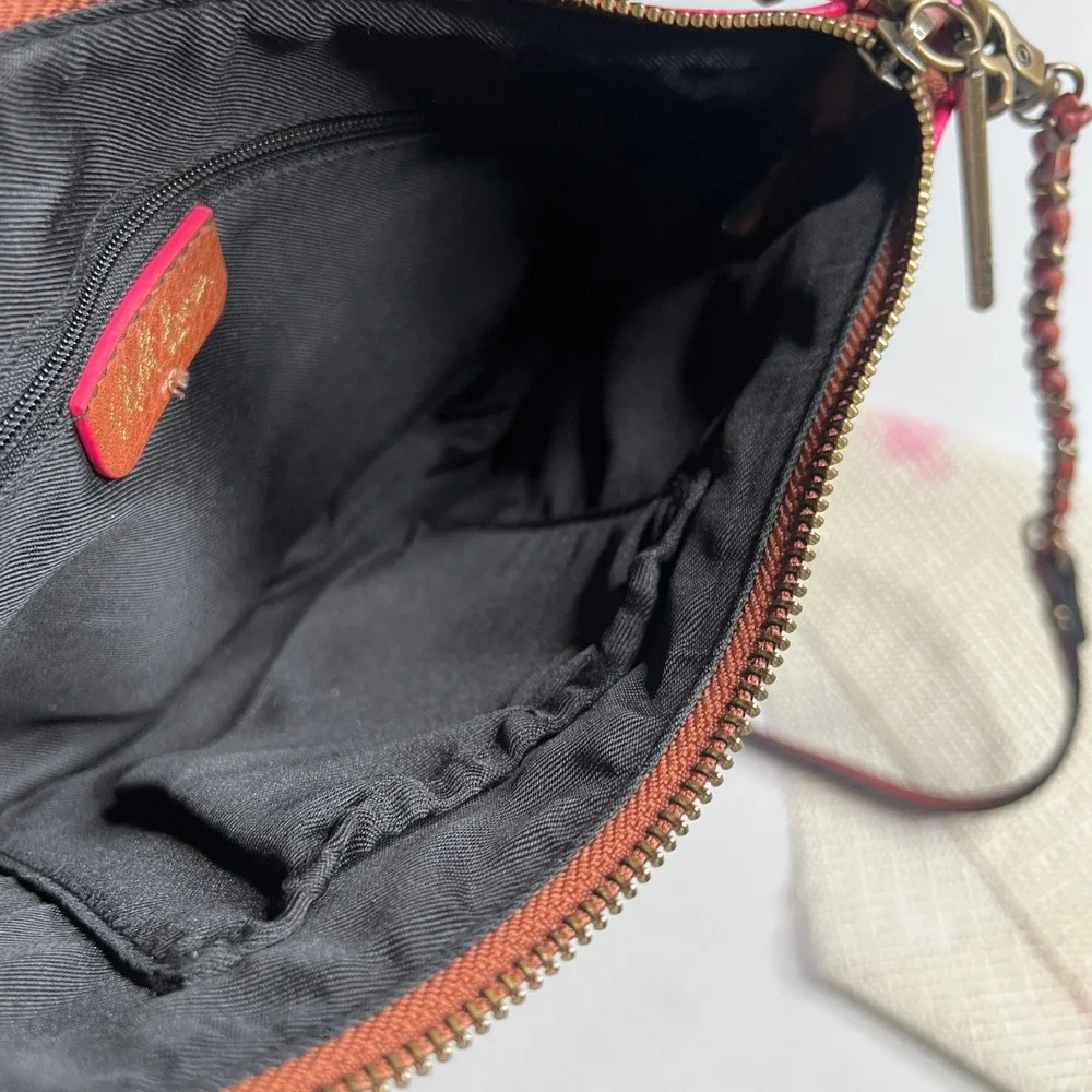 Elliott Lucca Multi‎ Color Striped Crossbody Bag Pebbled Faux Leather Slim Purse